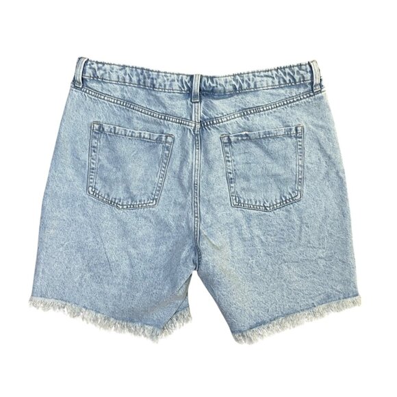 Wild Fable Denim Jean Shorts Crossover Button Fly Light Wash Size 16 Fray - Picture 2 of 7